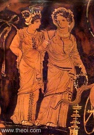 Peitho & Aphrodite | Apulian red figure vase painting