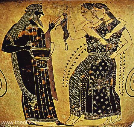 Dionysus & Maenads | Attic black figure vase painting