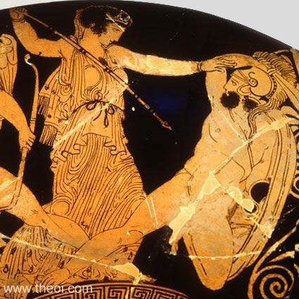 Hera and the giant Phoetus | Athenian red-figure kylix C5th B.C. | Antikensammlung Berlin