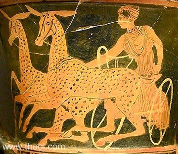 Chariot of Artemis | South Italian red figure vase painting