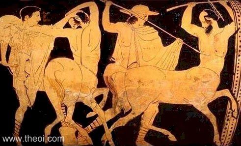 Lapiths & Centaurs | Attic red figure vase painting