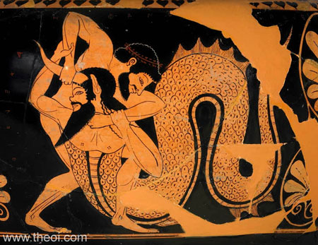 Heracles wrestling Achelous | Athenian red-figure stamnos C6th B.C. | British Museum, London