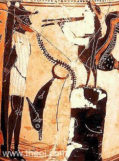 Odysseus & Siren | Attic black figure vase painting