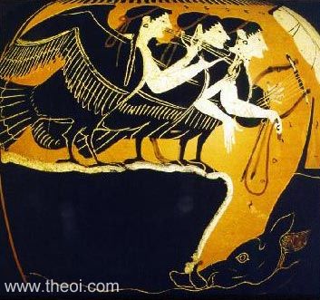 Sirens | Attic black figure vase painting