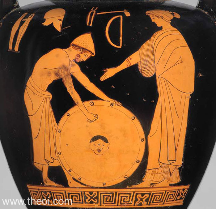 Hephaestus, Thetis and the armour of Achilles | Athenian red-figure nolan amphora C5th B.C. | Museum of Fine Arts Boston