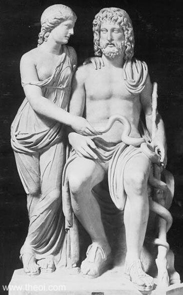 Asclepius and Hygeia | Greco-Roman marble statue | Pio Clementino Museum, Vatican City