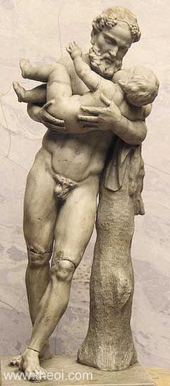 Silenus & Infant Dionysus | Greco-Roman statue