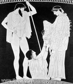 Hephaestus, Gaea, Athena and the infant Erichthonius | Athenian red-figure stamnos C5th B.C. | Staatliche Antikensammlungen, Munich