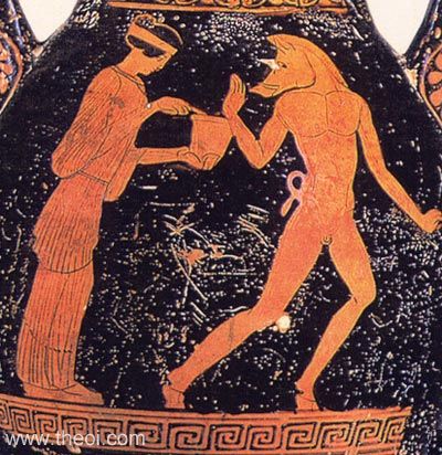 Circe and Odysseus' men | Athenian red-figure pelike C5th B.C. | Staatliche Kunstammlungen, Dresden