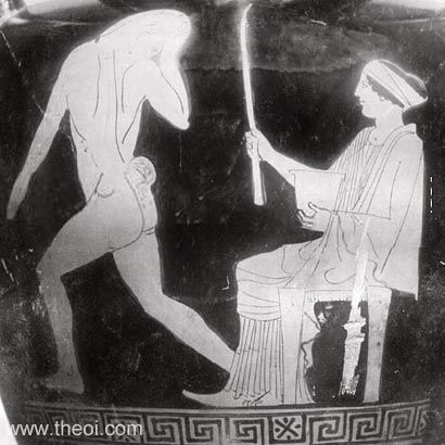 Circe and transformed man | Athenian red-figure neck amphora C5th B.C. | Antikensammlung Berlin