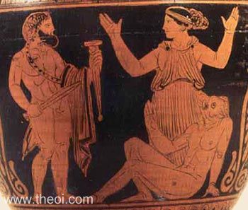 Odysseus & Circe | Etruscan red figure vase painting
