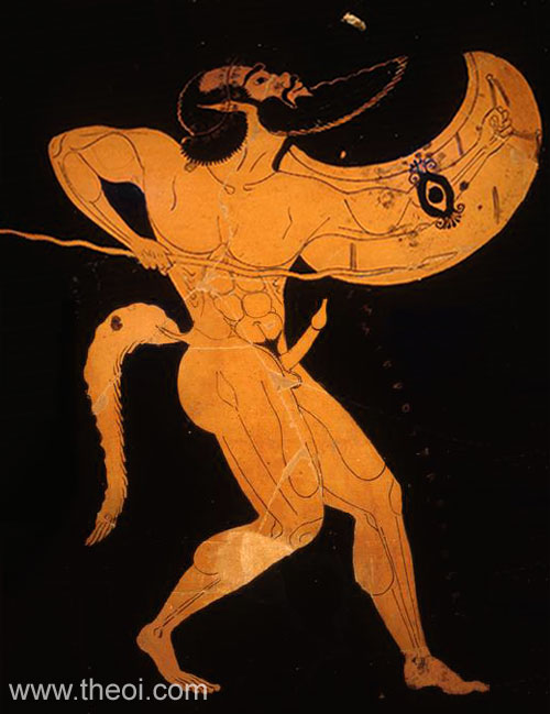Satyr warrior | Athenian red-figure neck amphora C6th B.C. | Antikensammlung Berlin