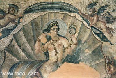 Eros, Himeros and the birth of Aphrodite | Greco-Roman mosaic from Phillipopolis | Suweida Regional Museum