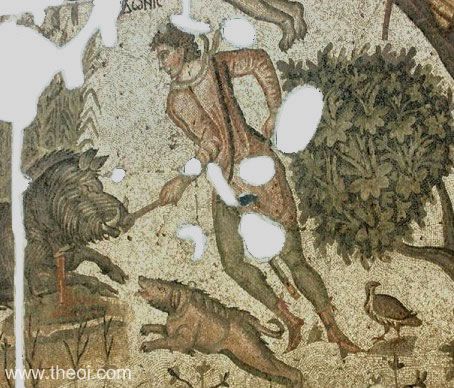 Ares as boar and Adonis | Greco-Roman mosaic from Antioch | Hatay Archaeology Museum, Antakya