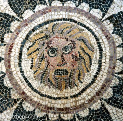 Phobos god of fear | Greco-Roman mosaic from Halicarnassus C4th A.D. | British Museum, London