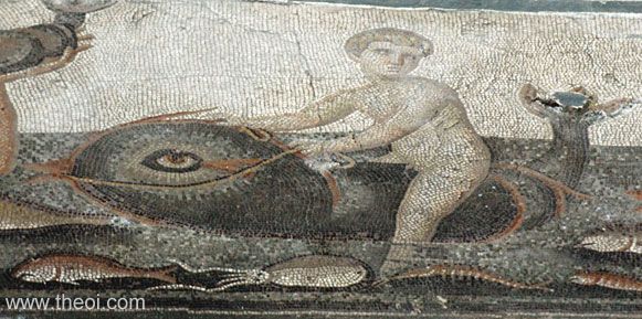 Palaemon Riding Dolphin | Greco-Roman mosaic