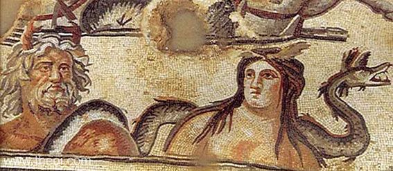 Oceanus and Tethys | Greco-Roman mosaic from Zeugma C1st-2nd A.D. | Gaziantep Museum