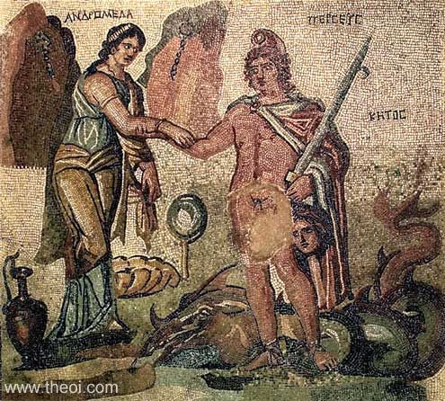 Perseus, Andromeda and the slain Sea-Monster | Greco-Roman mosaic from Zeugma | Gaziantep Museum, Turkey