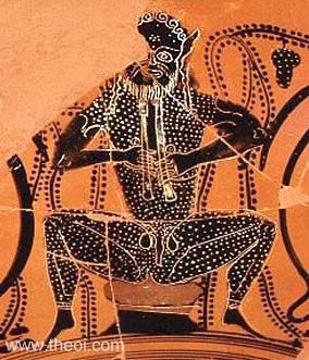 Flute-playing Tityrus | Athenian black-figure kylix C6th B.C. | Antikensammlungen, Munich