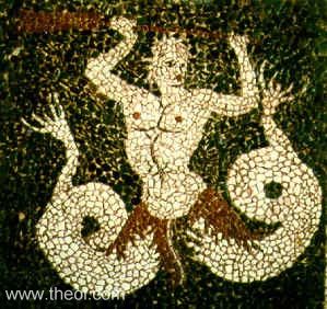 Twy-tailed Triton | Greek mosaic C2nd B.C. | Sparta Archaeological Museum
