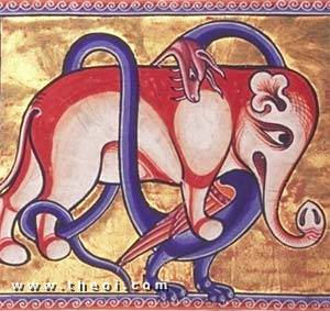 Indian dragon and elephant | Aberdeen Bestiary manuscript (1200) | Aberdeen University Library