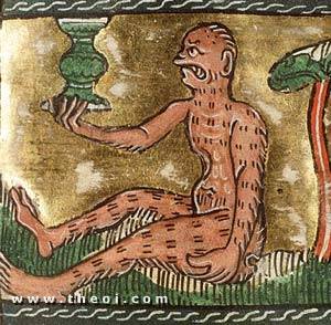 Ethiopian satyr | Der Naturen Bloeme manuscript (1350) | National Library of the Netherlands
