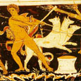 Heracles & Cerberus | Greek vase painting