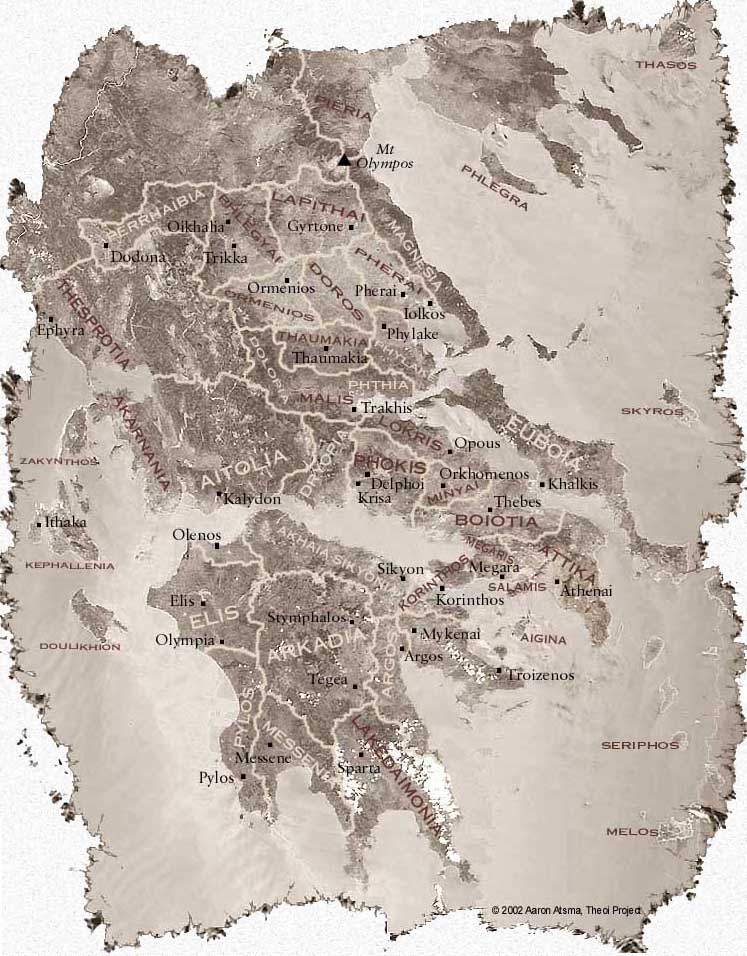 mount olympus map mythology