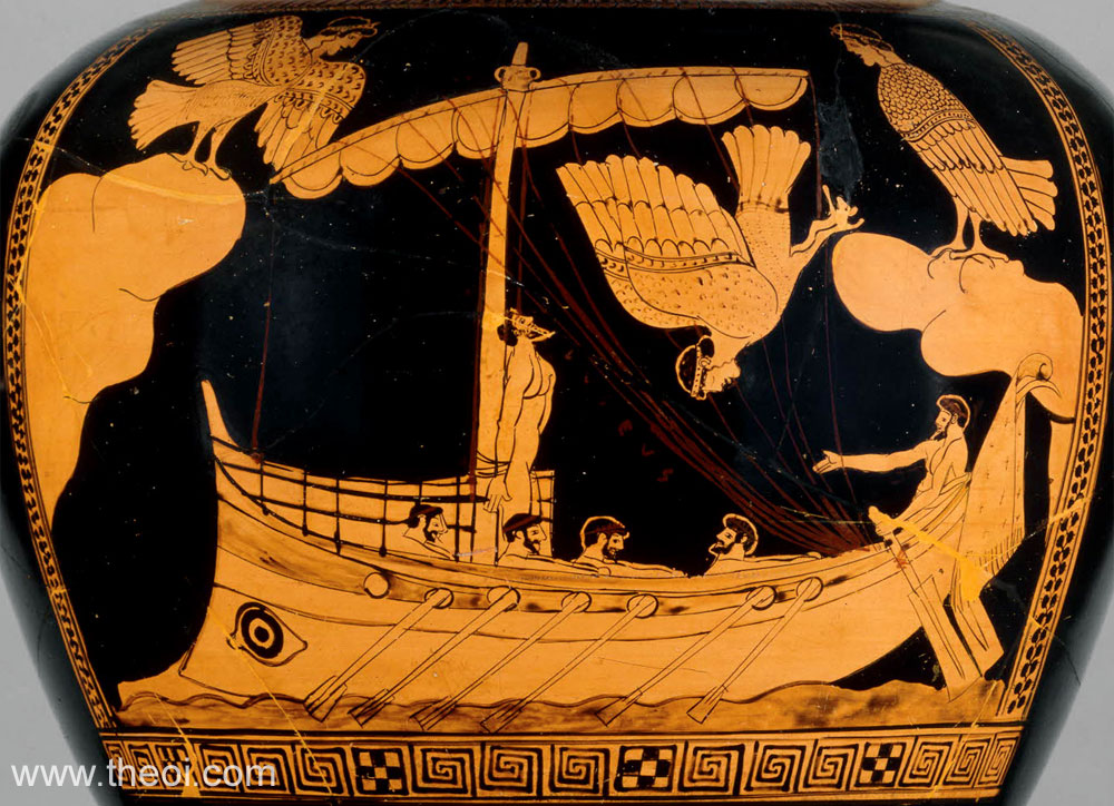Odysseus & the Sirens - Ancient Greek Vase Painting
