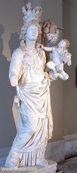 Tyche i niemowlę Plutus | Grecko-rzymski marmurowy posąg | Istanbul Archaeology Museums