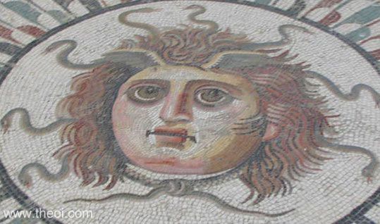 Medusa from greek mythology on a black dress, eyes of fire and a stone skin  on Craiyon